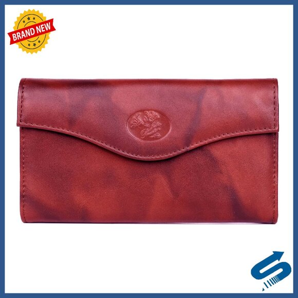 Genuine Leather RFID Blocking Clutch Wallet with Removable Checkbook Holder
